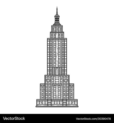 Empire state building sketch Royalty Free Vector Image