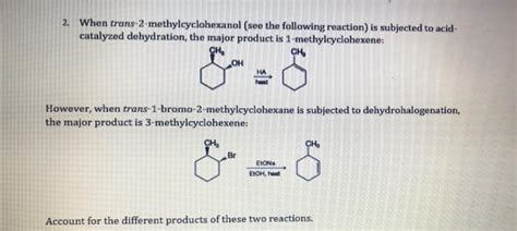 Solved 2. When trans-2-methylcyclohexanol (see the following | Chegg.com