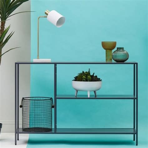 Acre Metal Console Table With 2 Shelves In Grey - CoffeeTableStore.co.uk