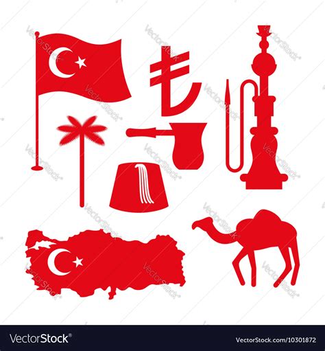 Turkey symbol set Turkish national icon State Vector Image