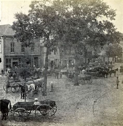 This downtown Gainesville street scene ca. 1870-1880 depicts the frontier conditions that ...