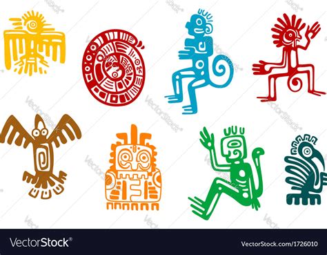 Abstract maya and aztec art symbols Royalty Free Vector