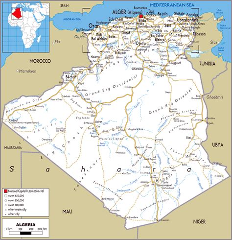 Algeria detailed political and road map. Detailed political and road ...