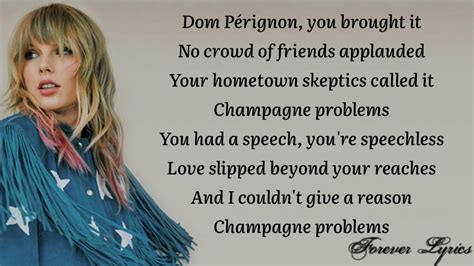 Taylor Swift- Champagne Problems (Lyrics) - YouTube