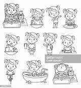 Daily Routine Coloring Worksheet Pages sketch template