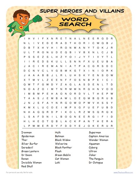 Super Hero Word Search - Wordmint | Word Search Printable