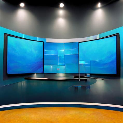 Premium Photo | News studio backdrop for tv shows tv on wall3d virtual ...