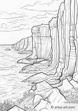 Coastal Cliffs Coloring Page » Free Download Artus Art sketch template