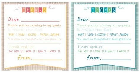 Printable Birthday Thank You Notes