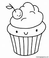 dibujos Animados Lindo cupcake Para colorear  sketch template