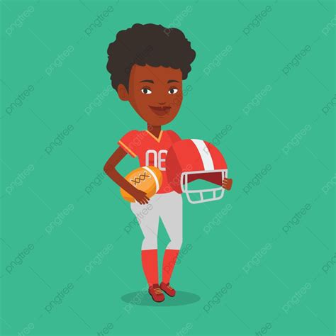 Female African American Rugby Player Holding Ball And Helmet In Hands, Female, Athlete, Of PNG ...