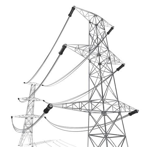 Premium Photo | Electricity pylons on white background 3d illustration