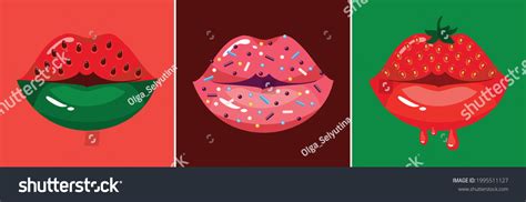 Sweet Fruit Lip Makeup Watermelon Strawberry Stock Vector (Royalty Free ...