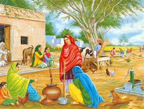 Village in Punjab | Village scene drawing, Village drawing, Art village