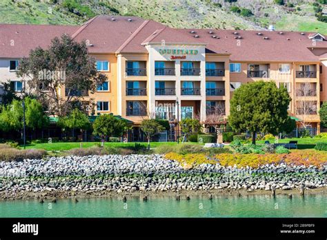 Courtyard Marriott hotel exterior view at scenic Oyster Point ...