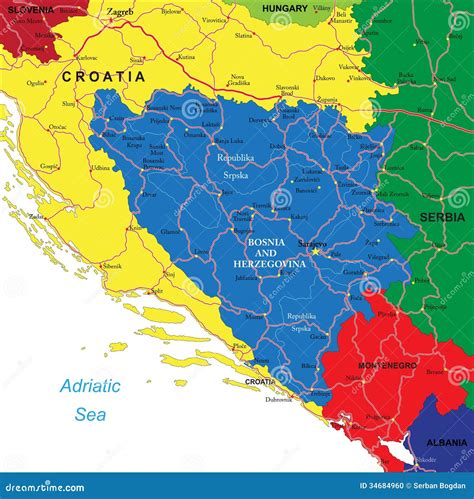 Bosnia & Herzegovina Map Stock Photo - Image: 34684960