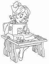 Concentrated seamstress coloring Page  Free And Printable sketch template