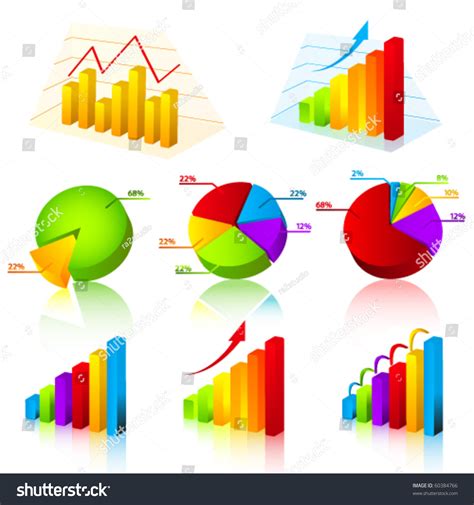 Three Dimensional Colorful Chart Collection Stock Vector Illustration 60384766 : Shutterstock