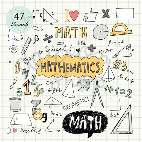 Hand Drawn Mathematics Clip Art/Math Elements and Symbols/Back to School Doodle/Educational ...