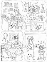 Professions Coloring Page Cute Programmer Scientist tailor And  sketch template
