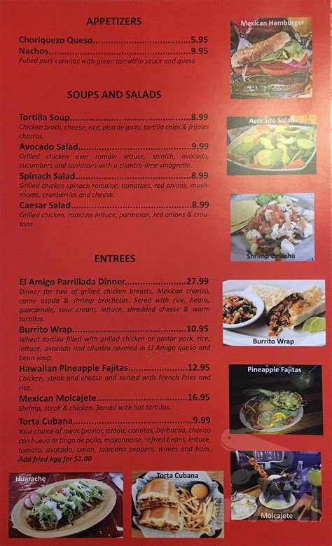 El Amigo Grill 4 Mexican Restaurant menu in Prattville, Alabama, USA