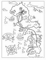Treasure Map Coloring Page sketch template