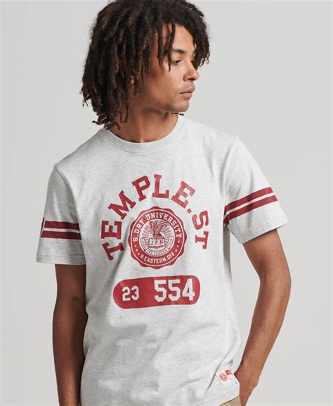 Mens - Athletic College Graphic T Shirt in Glacier Grey Marl | Superdry UK