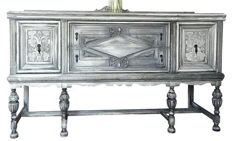 Vintage Hand Painted Ornate Carved Sideboard | Hand painted dressers, Shabby chic furniture ...