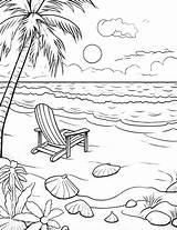 Tropical Beach Coloring Page sketch template