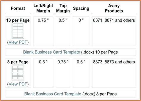 Blank Business Card Template Avery 8871 - Cards Design Templates