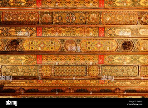 Ornate ceiling inside the gatehouse of the Citadel of Aleppo, Syria ...