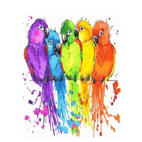 Colorful Parrots Paint By Numbers - Numeral Paint Kit