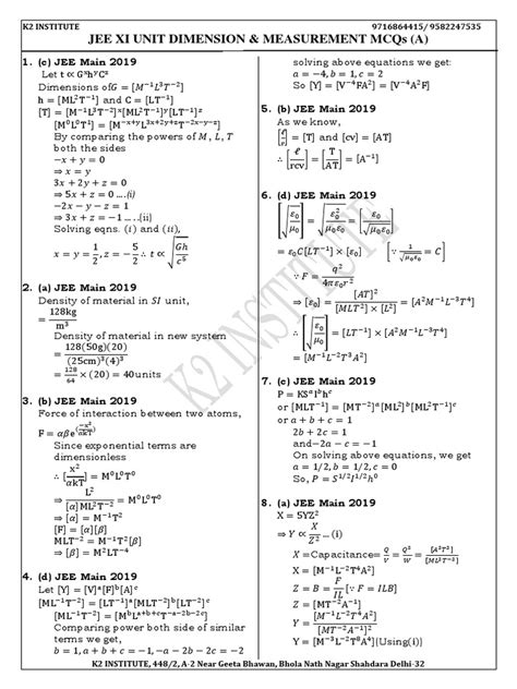 Unit Dimension and Measurement (Ques Bank) | PDF | Photoelectric Effect | Electronvolt