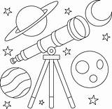 Telescope With Stars And Planets Outline Coloring Page For Kids Stock  sketch template
