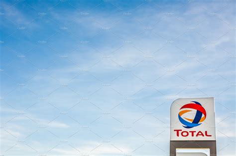 Total company logo on its gas service station | Transportation Stock Photos ~ Creative Market