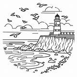 Premium Vector  Peaceful Seaside cliff With Crashing Waves coloring page sketch template