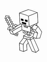 Skeleton Minecraft coloring Page sketch template