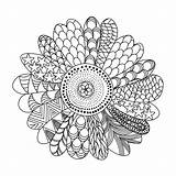 Sunflower Of zentangle coloring Page With Decorative Flower Background  sketch template