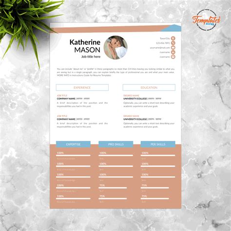 Resume Template for Ms Word (.docx) & Pages (.pages) with US Letter Size Files and A4 Size Files ...