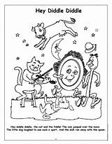 Hey Diddle The Cat And Fiddle Coloring Pages Sketch Page sketch template