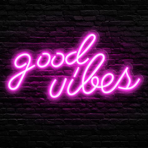 Olekki Pink Good Vibes Neon Sign - Neon Lights for Bedroom, LED Neon Signs for Wall Decor (16.1 ...
