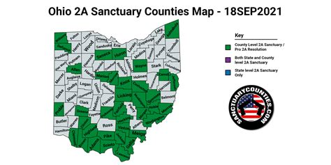 New Ohio Second Amendment Sanctuary State Map Update 18SEP2021 - Sanctuary Counties