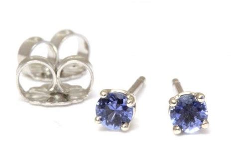 14K Yogo Sapphire Stud Earrings | Sapphire earrings studs, Sapphire ...