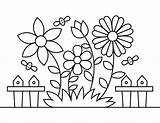 Printable Flowers And Fence Coloring Page sketch template