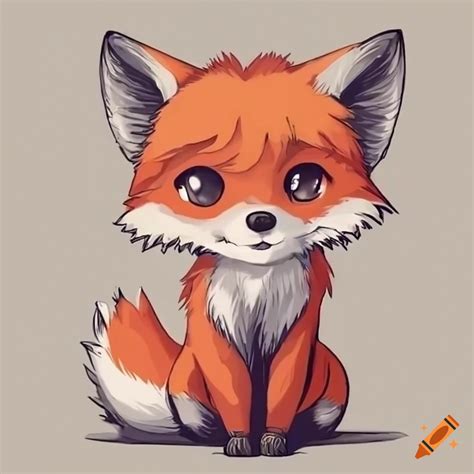 Anime-style illustration of a cute red fox on Craiyon