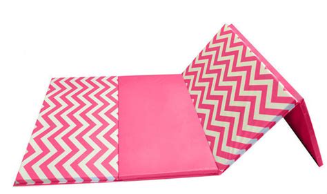 4' x 8' x 2" Pink Chevron gymnastics Folding Mat and Pink Incline Comb | AK Athletic Equipment