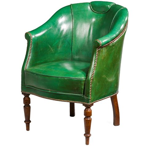 19th Century Green Leather Chair at 1stDibs