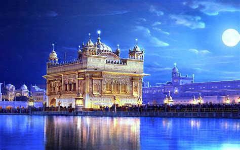 golden temple hd wallpaper,landmark,night,blue,building,architecture (#71385) - WallpaperUse