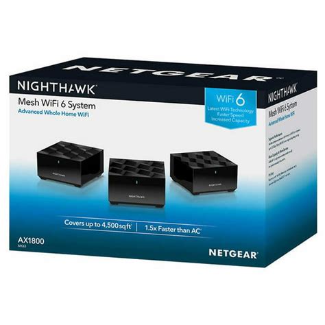 NETGEAR NIGHTHAWK Mesh Whole Home WiFi 6 SYSTEM (MK63) - 3 pack - Coverage 4500 sq.ft - Walmart ...