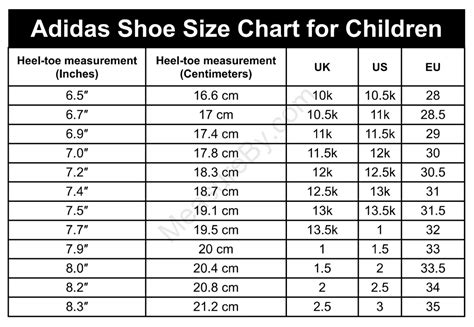 Adidas Shoe Size Charts (Men, Women, Kids)